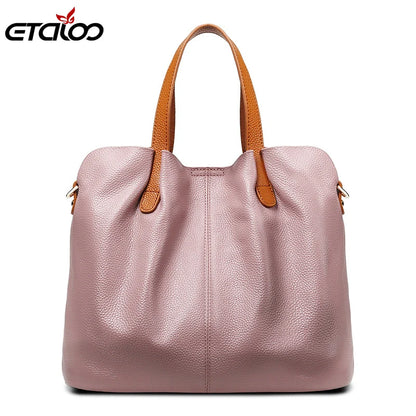 Genuine Leather Women Handbag High Quality Fashion Ladies Shoulder Bag Solid Color Top-handle Bag сумка женская