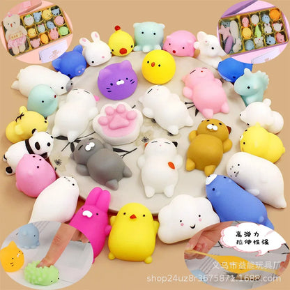 5-50 piezas de juguetes blandos Kawaii Squishy Mochi Anima para niños, pelotas antiestrés, juguetes para aliviar el estrés para fiestas de cumpleaños