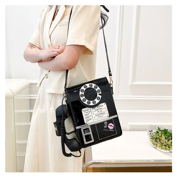 New Telephone Shaped Purses and Handbags for Women Retro Phone Top-Handle Shoulder Bags Crossbody Bag Fashion Female Totes