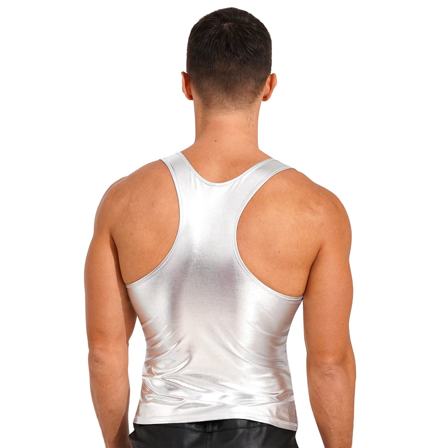 Débardeurs métalliques brillants pour hommes, débardeurs de sport, de fitness, de musculation, de mode, de gymnastique, sans manches, t-shirt, débardeur, débardeur