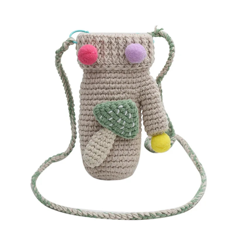 Bolso de hombro con forma de guante de punto a crochet hecho a mano, bolso bandolera pequeño estilo Lolita para mujer, bolso bandolera con bandolera lateral para teléfono para niñas