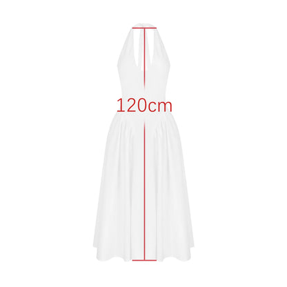 Suninheart Summer Maxi Dresses for Women 2024 New in Halter White Party Dresses Sexy Casual Backless Long Dresses Flare Bottom