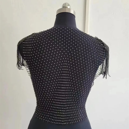 Camisetas transparentes de malla con diamantes para mujer, camisetas sexis de verano con agujeros para playa, para fiestas, clubes y raves, venta al por mayor