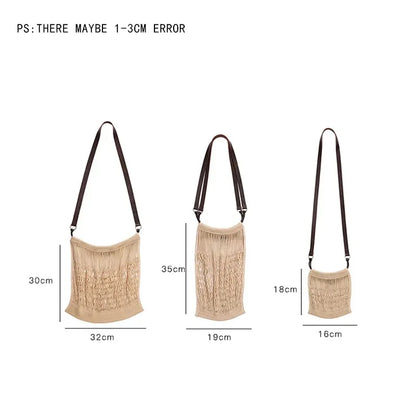 Bolsos de hombro de moda para mujer, hechos a mano, con agujeros, tipo bandolera, informales, para playa, de verano, de rejilla, 2024