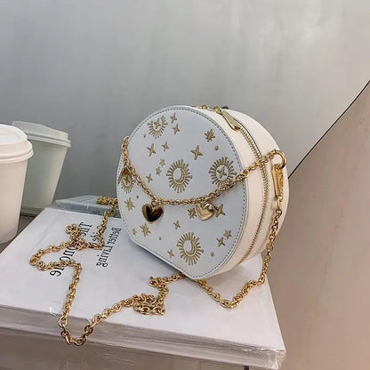 Fashion Starry Sky Round Bags Women Crossbody Bag Luxury Chain Circular Shoulder Bag Lady Small Embroidery Women's Handbag