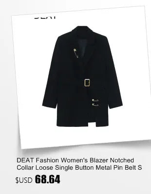 DEAT Fashion Blazer pour femme, nouvelle veste de costume ample à double boutonnage, épissée, rayée, longue, automne 2024 17A206H