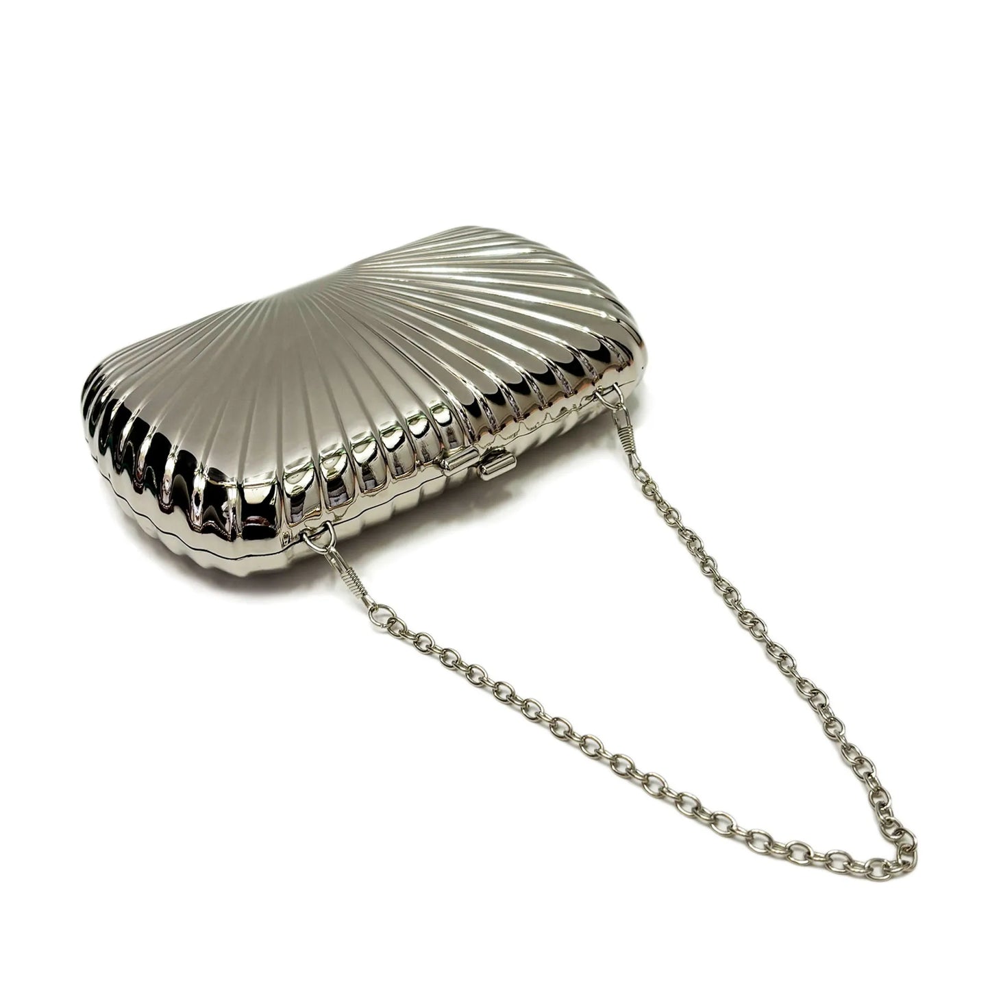 Bolso de mano de metal de moda para mujer, bolso de hombro tipo bandolera con cadenas de lujo, elegante bolso de fiesta de noche con purpurina 2024