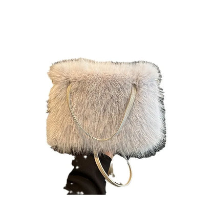 Automne et hiver nouvelle imitation renard en peluche sac à bandoulière de grande valeur grande capacité en peluche sac à bandoulière décontracté femmes sac à main 2024