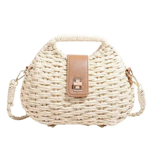 Bolsos de mano de paja de moda para mujer, bolsos de hombro tipo bandolera tejidos a mano, bolsos de playa de verano, pequeños bolsos para vacaciones 2024