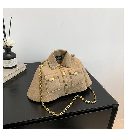 Bolso de mujer con forma de ropa, bolso de hombro con remaches, bolso cruzado de moda, bolso cuadrado pequeño, bolso de mano de cuero sintético