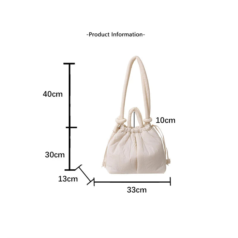 Casual Large Capacity Puffer Tote Bag Designer Padded Nylon Women Handbags Knotted Strap Shouder Crossbody Bags Warm Sac 2024