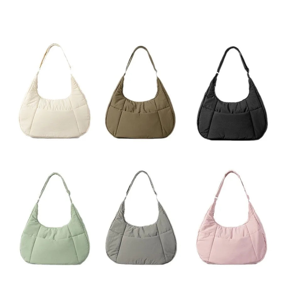 Sac à bandoulière décontracté en nylon demi-lune pour femmes, sacs à bandoulière matelassés et rembourrés, sac à bandoulière Hobos, sac à main simple pour femmes 2024