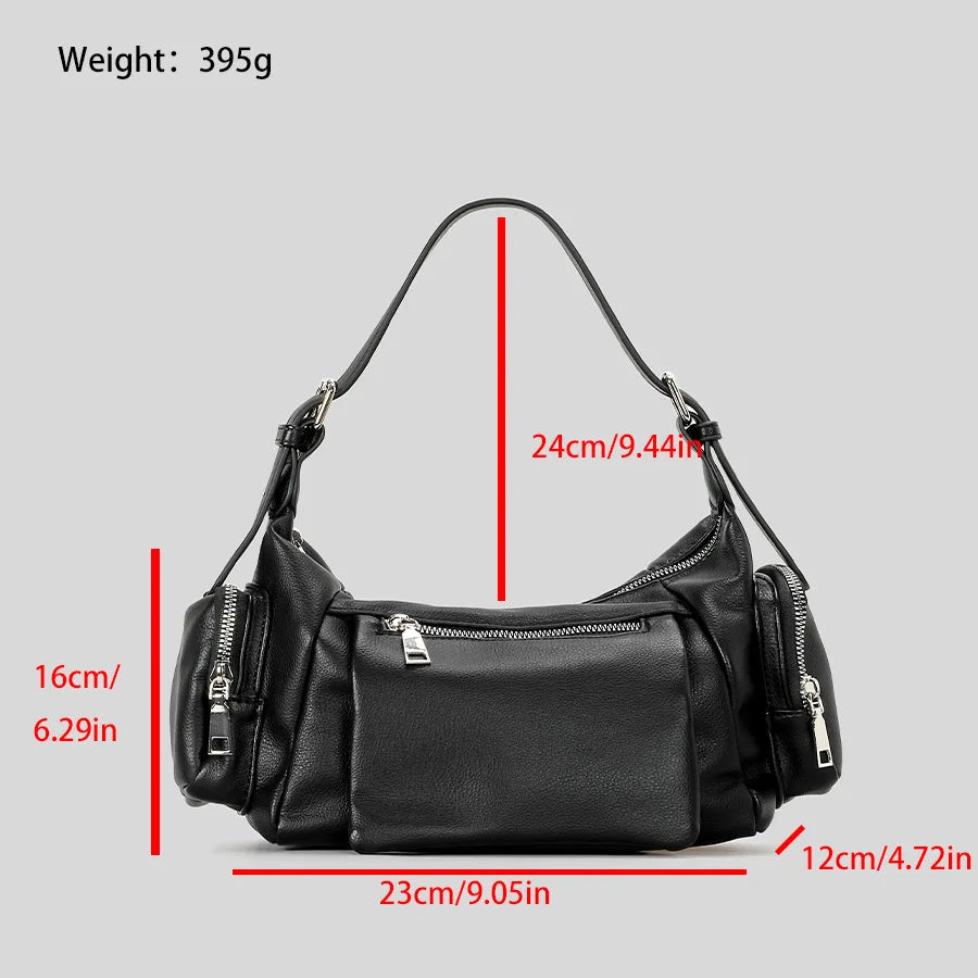 Bolso de mano vintage con múltiples bolsillos para mujer, estilo punk, de piel sintética de lujo, tipo bandolera, estilo mensajero Y2K 2024