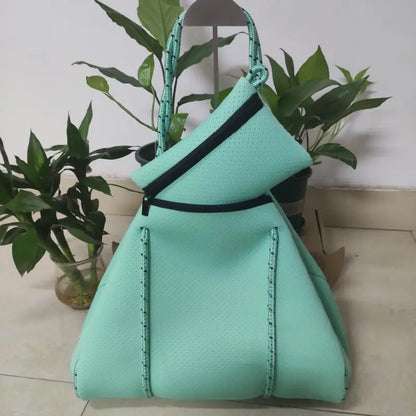 casual Neoprene large capacity tote bag solid color women shoulder bags waterproof lady handbags summer beach bag travel big2022