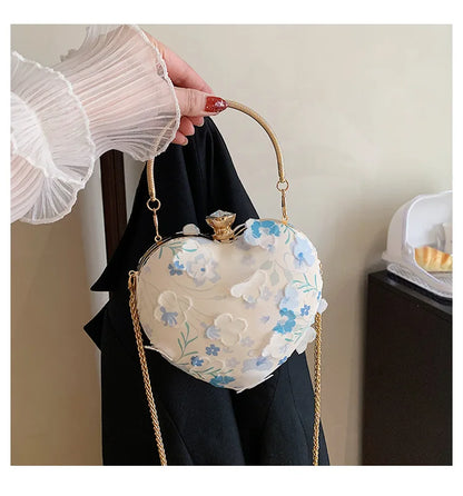 High-quality texture summer ladies lace handbag 2022 new fashion chain wild flowers love one-shoulder messenger bag