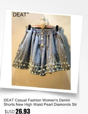 DEAT Fashion Women's Skirt High Waist Three-dimensional Rose Flower Asymmetric Blue Denim Short Skirts Summer 2024 New 17A8357