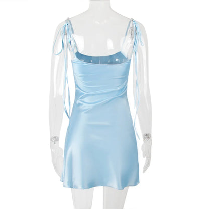 Robe moulante en satin d'été pour femme, robe de soirée, nouveauté, élégante, luxueuse, bleue, sexy, boîte de nuit