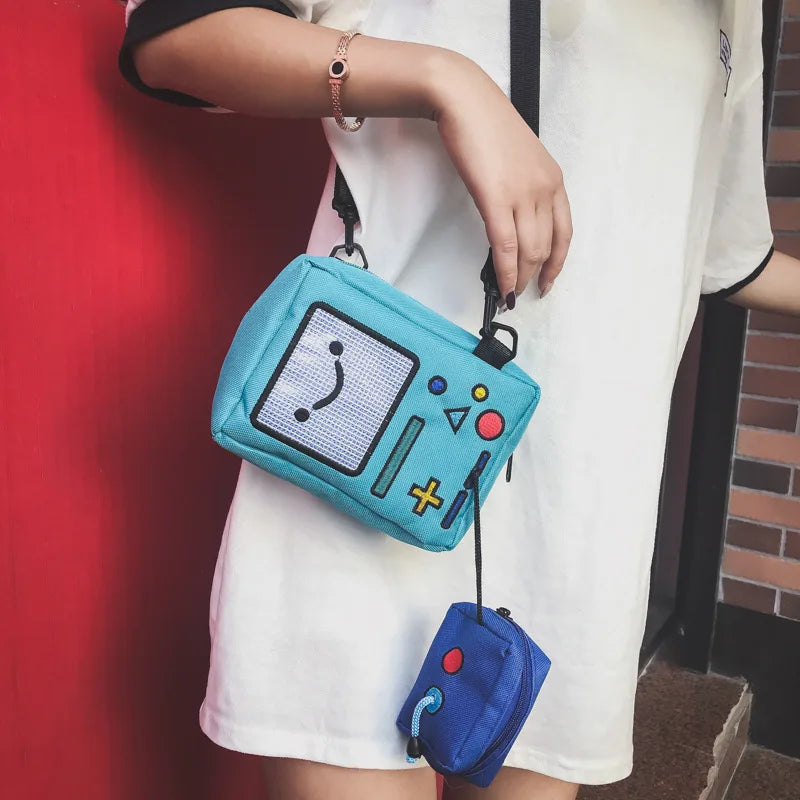 Cute Game Console Design Canvas Crossbody Bag Funny Women Shoulder Bags Chic Robert Small Purses for Girls Casual Phone Bag 2022