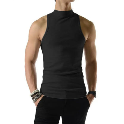 2023 Camisetas sin mangas para hombre, de color liso, cuello alto, sin mangas, de punto, informales, ropa de calle de verano, ropa de moda para hombre INCERUN S-5XL