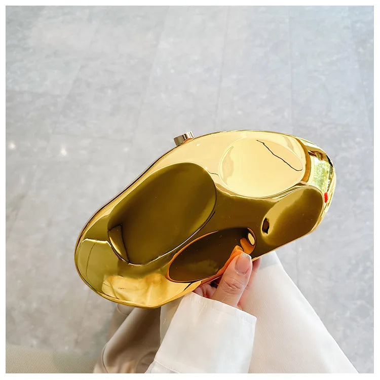 Bolso de mano tipo sobre de acrílico de moda para mujer, bolso bandolera de diseño con forma de cáscara de huevo, bolso de fiesta de noche irregular dorado y plateado