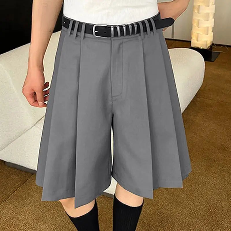 2023 Men Shorts Pleated Solid Color Loose Summer Casual Men Bottoms Korean Style Streetwear Leisure Male Shorts S-5XL INCERUN