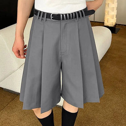 2023 Men Shorts Pleated Solid Color Loose Summer Casual Men Bottoms Korean Style Streetwear Leisure Male Shorts S-5XL INCERUN