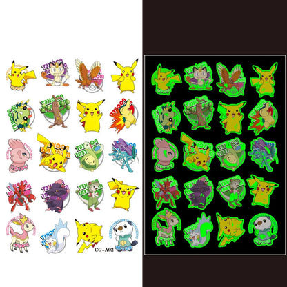 1Pcs/3Pcs/6Pcs Autocollants de tatouage Pokémon Pikachu lumineux non répétitifs Jouets de dessin animé Tatouages ​​temporaires pour enfants Cadeau pour enfants