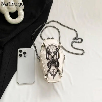 Halloween Cross Skull Printing Shoulder Bag Women Small Chain Crossbody Bag New Harajuku Small Square Bag