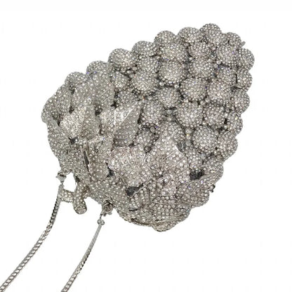 Bolso de mano de noche con forma de uva para mujer, bonito bolso de hombro con brillantes y diamantes de imitación para banquetes y fiestas de graduación