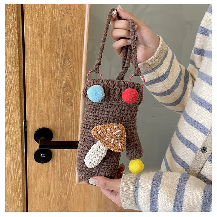 Bolso de hombro con forma de guante de punto a crochet hecho a mano, bolso bandolera pequeño estilo Lolita para mujer, bolso bandolera con bandolera lateral para teléfono para niñas