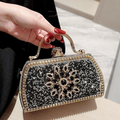 Bolso de noche de lujo para mujer, bolso de mano brillante con diamantes de imitación, bolso de banquete, bolso de mano de alta calidad