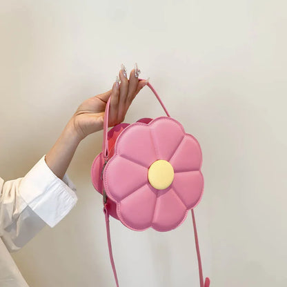 Bolso de verano 2024, nuevo, pequeño, con cadena de flores frescas, bolso de hombro, bonito bolso cruzado de color caramelo para niñas, bolso pequeño redondo para mujeres