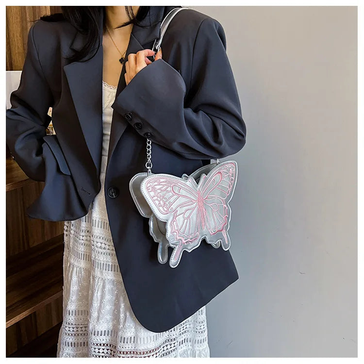 Bolso de hombro con forma de mariposa para mujer, moderno bolso de hombro con hilo bordado, bolso de hombro tipo axila