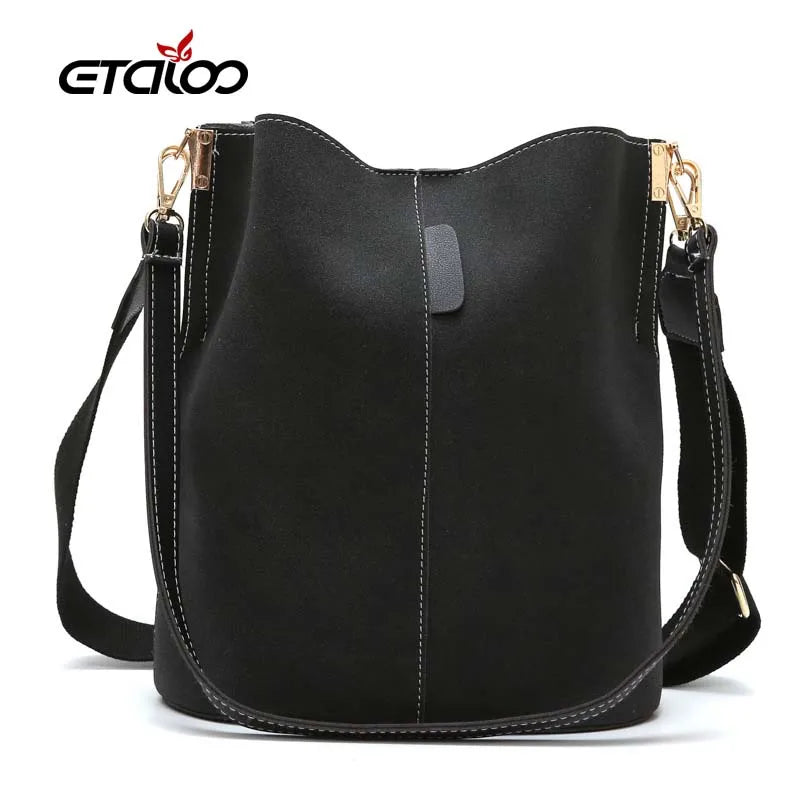 Women Solid Pattern Over the Shoulder Bag Big Capacious Bag Retro Elegant Shopping Bags PU Leather Bucket Handbag 2023 New