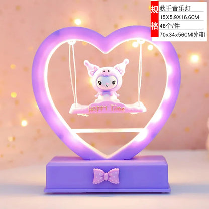 Sanrio Kuromi Cinnamonroll Moon Veilleuse LED Kawaii 3D Dessin Animé Ornement Mignon Beauté Chambre Veilleuse Lampe De Chevet Décor