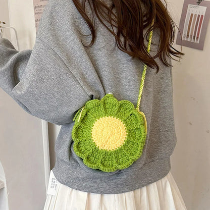 Bolso de verano para mujer 2024, nuevo bolso de hombro con pequeñas flores frescas, bolso cruzado de punto a la moda