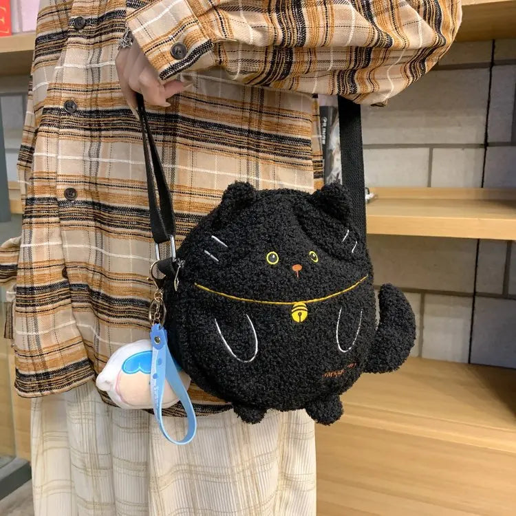 Japanese Style Kawaii Ginger Cat Plush Bag Women Soft Warm Handbags and Purses Girls Shoulder Bag Ladies Hand Bags Tote Bag