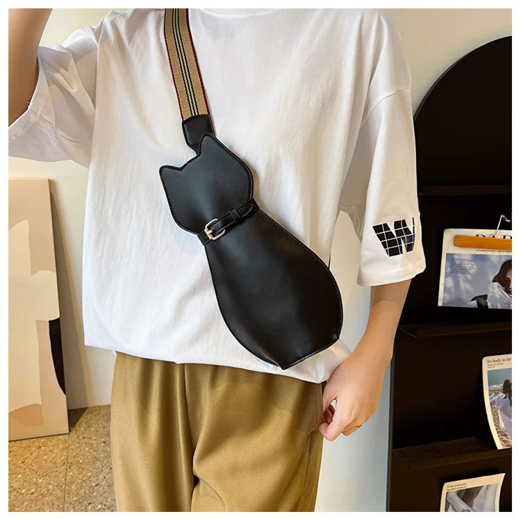 Sac à bandoulière en forme de chat pour femme, sac de poitrine amusant avec dessin animé, petit sac pour téléphone