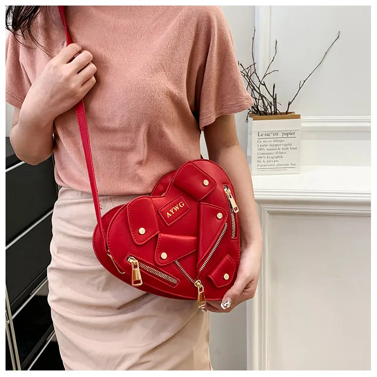 Motorcycle Style Clothes Shape Crossbody Bag Spice Girl Style Shoulder Bag Women Heart Shape Handbag Love Messenger Bag