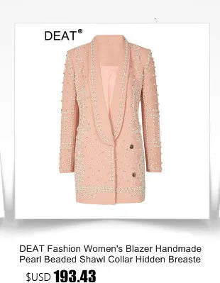 DEAT Fashion Blazer pour femme avec boucle en métal crantée et décoration à la taille, rétraction ample à simple boutonnage, nouvelle tendance automne 2024 7AB1058