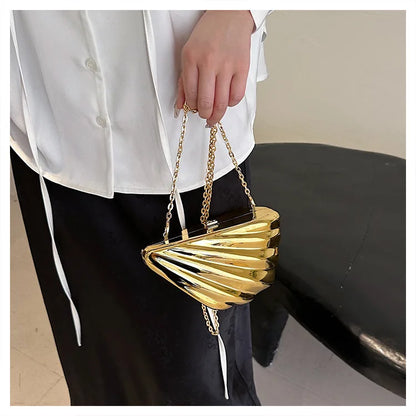 Bolso de acrílico 2024, bolso de hombro con cara brillante a la moda, bolso cruzado para mujer, bolso pequeño con cadena y concha