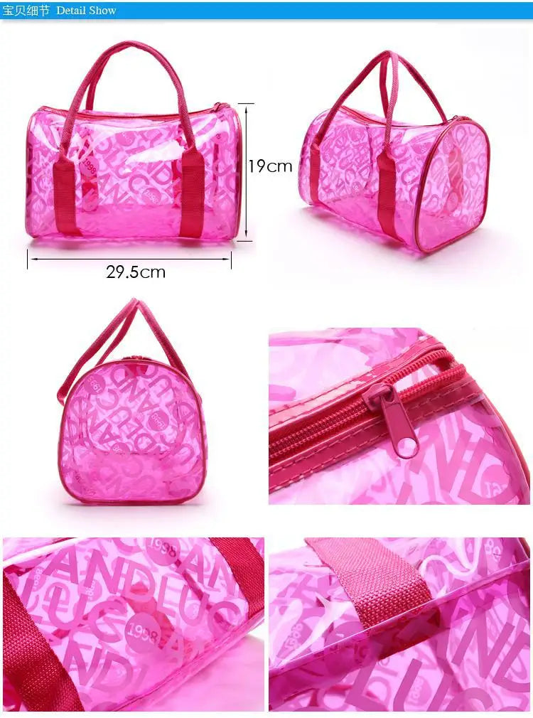 Bolsa de mano transparente, bolsa de compras transparente, bolso de hombro con estampado de letras, bolsa de almacenamiento impermeable de PVC para regalo, bolsa de mano para cosméticos