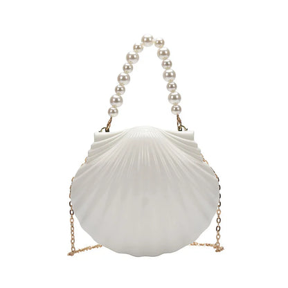 Evening Bags Shell Shape Women Clutch Bags 2023 New Wedding Bridal Handbag Pearl Beaded Fashion Shell Chain Party Bags