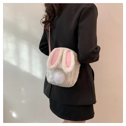 Plush Rabbit Single Shoulder Bag Doll Crossbody Bag For Girls 2024 New Cute Small Coin Wallet Phone Bag Toys For Children