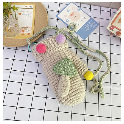 Bolso de hombro con forma de guante de punto a crochet hecho a mano, bolso bandolera pequeño estilo Lolita para mujer, bolso bandolera con bandolera lateral para teléfono para niñas