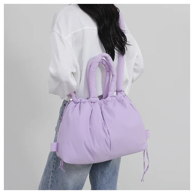 Fashion Large Capacity Puffer Tote Bag Designer Padded Women Handbag Nylon Knotted Strap Shoulder Crossbody Bag Big Shopper Bags