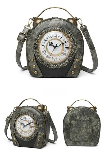 Style Bag female retro portable handbag No. 5 battery walkable clock female bag can be shoulder messenger PU bag