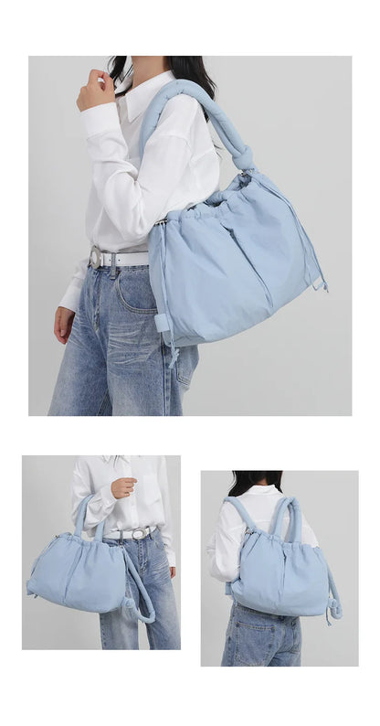 Fashion Large Capacity Puffer Tote Bag Designer Padded Women Handbag Nylon Knotted Strap Shoulder Crossbody Bag Big Shopper Bags