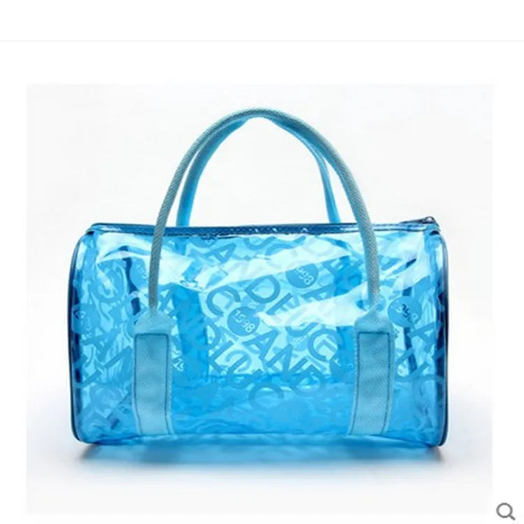 Bolsa de mano transparente, bolsa de compras transparente, bolso de hombro con estampado de letras, bolsa de almacenamiento impermeable de PVC para regalo, bolsa de mano para cosméticos