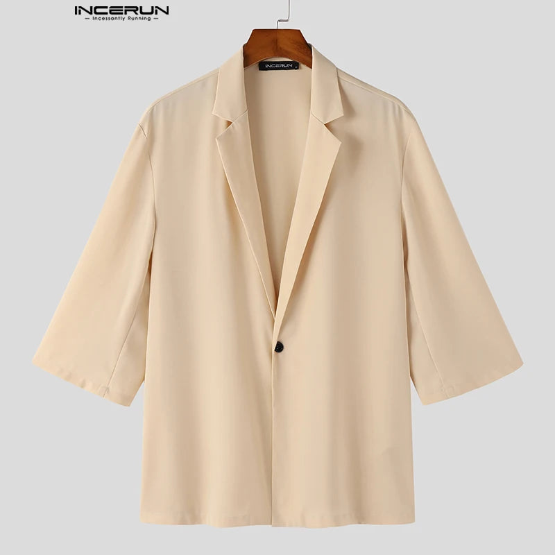 Hauts décontractés bien ajustés INCERUN hommes simple solide tout-match Blazer à la mode mâle vente chaude à manches courtes costume manteaux S-5XL 2024